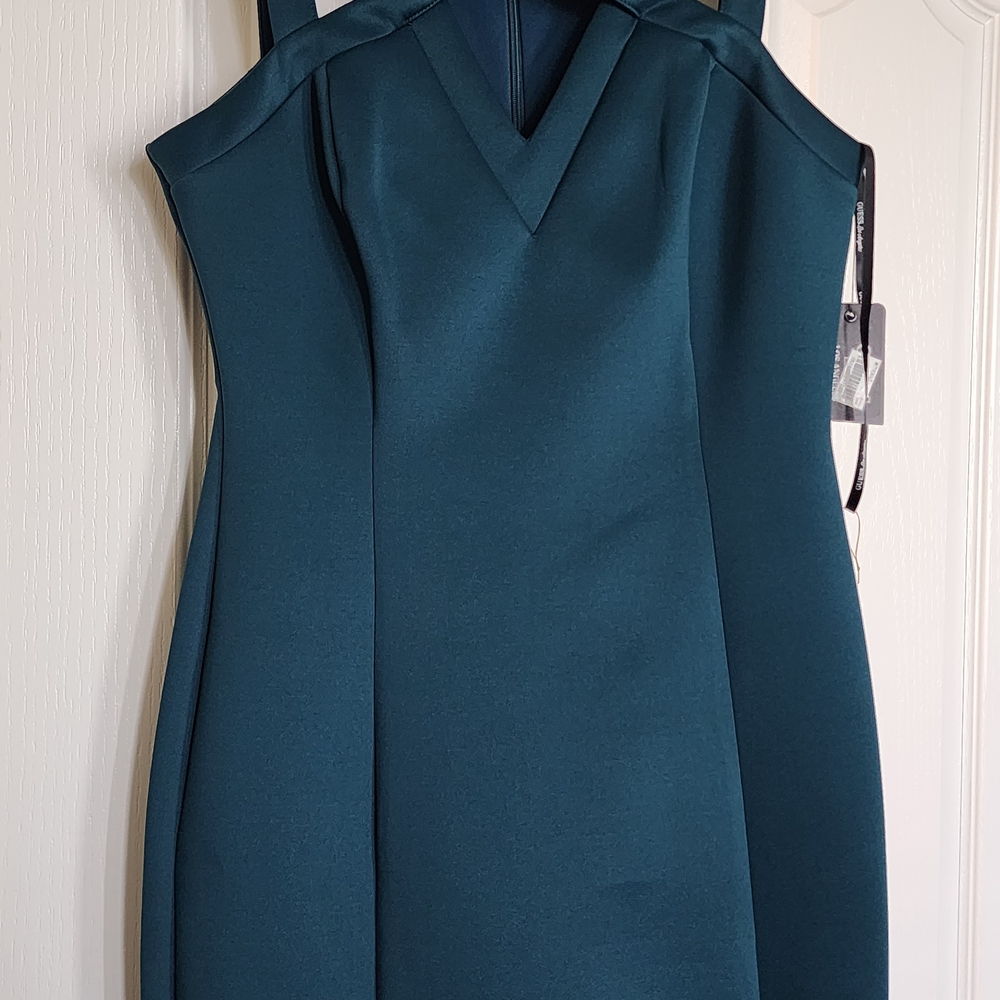 Guess Green and Blue Sheath Dress V-Neck Sleeveless